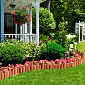 Yaheetech Garden Wooden Short Fence, 2/6pcs Outdoor Landscape Edging Flexible Decorative Border for Yard Patio Pathway Lawns Courtyard Maintenance