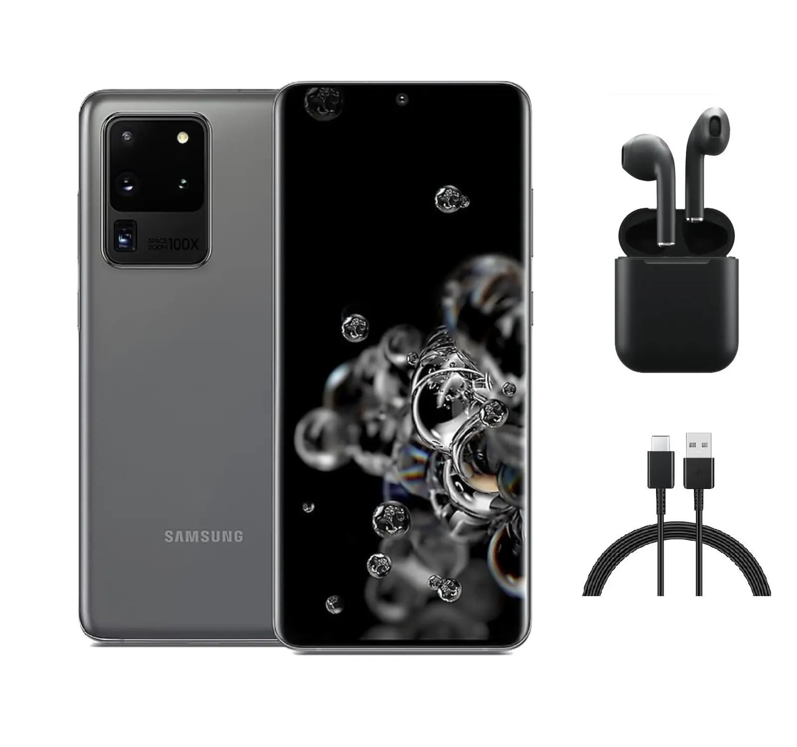 Refurbished Samsung Galaxy S20 Ultra 5G G988U (Fully Unlocked) Good Condition with Wireless Earbuds & 1 Year Warranty