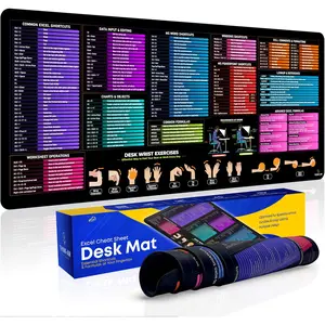 Excel Cheat Sheet Desk Pad, 35"x15.7",   Excel Shortcut Mat with Stitched Edges, Anti-Slip Excel  Pad for Office Desk, MS Excel/Word/Powerpoint & Windows Shortcuts