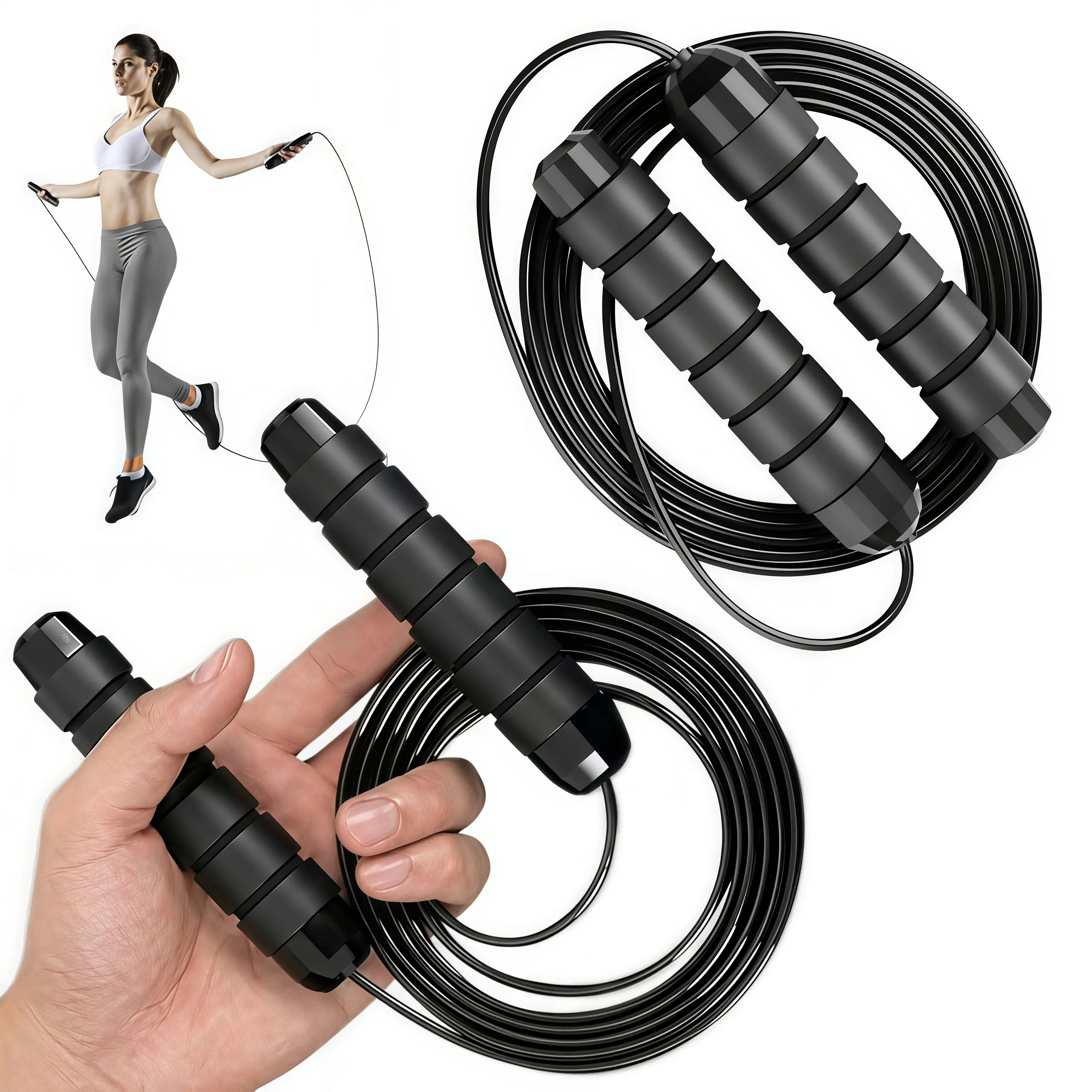LMMAKE 1PC/2PCS Adjustable Speed Jump Rope with Ball Bearings, Tangle-Free for Home, Gym & School Workouts, Suitable for Men & Women