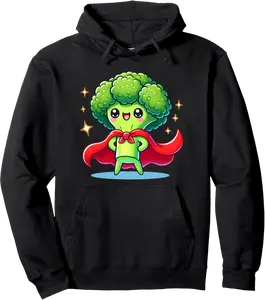 Superhero Broccoli Kawaii Art: Fun and Healthy Hero Pullover Hoodie - Kevincifuen Shop 38B0DLLNGHQW
