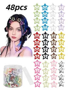 Star Hair Accessories - 48pcs Colorful Metal Non-Slip Snap Hair Clips and Barrettes, Perfect for Girls and Women, Stylish and Durable, Cute Hair Accessories
