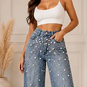 Washed-out Rhinestones Jeans
