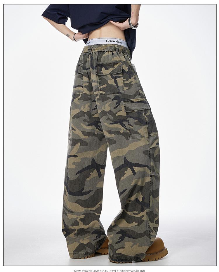 Camouflage Pants Unisex, Spring and Autumn Cotton Straight Loose Large Size Work Pants, Trendy Versatile Wide Leg Casual Long Pants Slimming