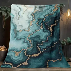 1pcs Abstract Art Texture-Themed Flannel Blanket, Digital Print, Sofa Bed Cover Blanket, Skin-Friendly And Soft, Suitable For Birthday And New Year Gifts All Year Round