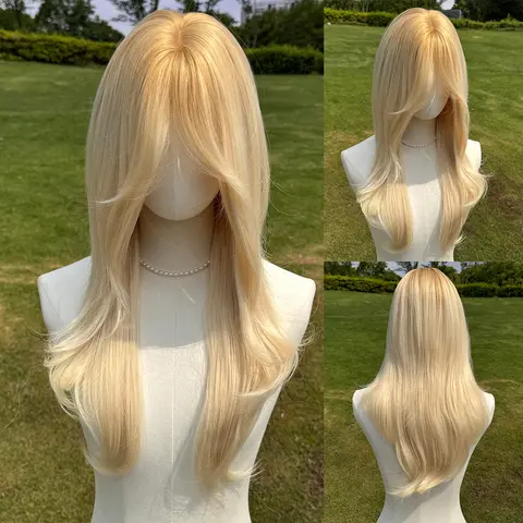 SMILCO/26Inch Black Layering Curly With Curtain Bangs Synthetic Wig/SM430