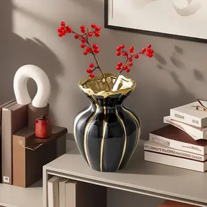 Elegant Ceramic Flower Vase, Nordic Style Decorative Bottle for Home Office Desk, No Plug Design, Perfect Gift Idea
