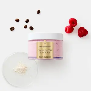 Mirenesse  Cellulite Glycolic Body Scrub-Berry My Butt Smoothie Body Care Silky Aha Caffeine Raspberry Smoothing Skin Care  Cosmetic