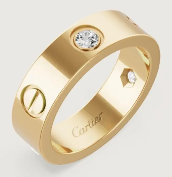 Pre-owned 99% New · Cartier Love Ring 3 Diamonds 18K Yellow Gold Luxury Band Ring