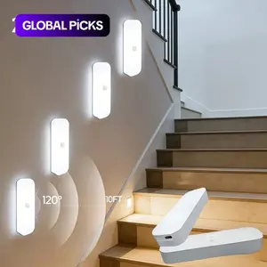 2pcs LED Night Light with Motion Sensor | USB Powered, 6000K/White, Rechargeable, Wall Mounted, Human Sensing Light for Various Room Types #GLOBAL PICKS