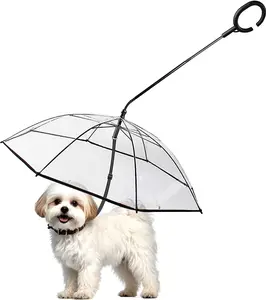 C-shaped Dog Umbrella for Small Dogs, Clear Dog Umbrella Leash, Rainproof Waterproof, Doggy Walking Umbrella with Metal Chain, Pet Outdoor Rain Gear