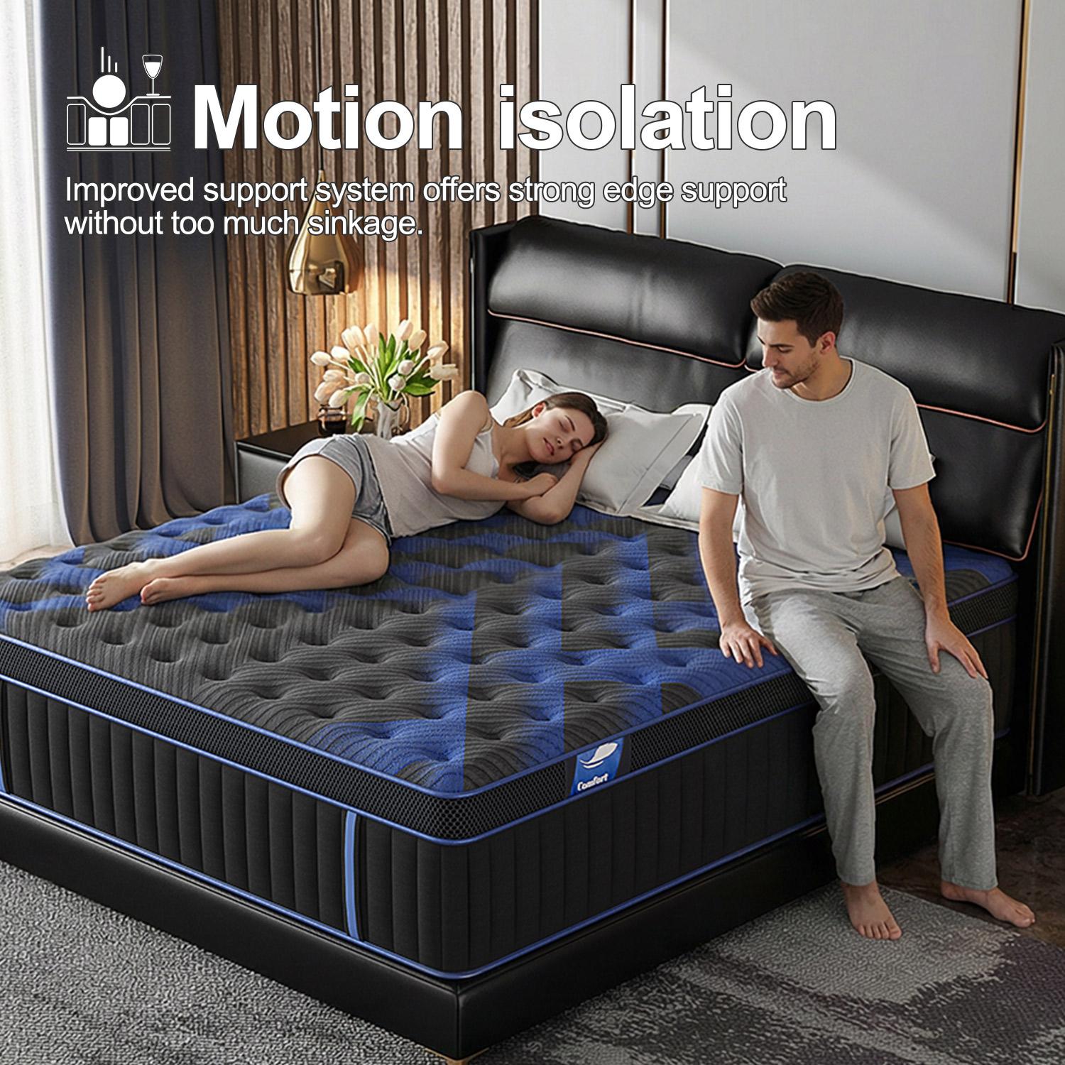 12/14-Inch Twin Full Queen King Memory Mattress with Independent Springs, Provides Pressure Relief, Motion Isolation and Edges Support, Medium Firmness, Breathable , 100 Trials, Spring Mattress in a box ,Gel infuse memory foam