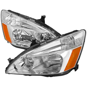 2003-2007 Accord Factory Style Headlight Assemblies w/ Amber Reflector (Chrome Housing/Clear Lens)