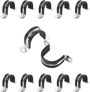 10PCS 1-1/4 Inch Cable Clamps, 2 Holes U Bracket Rubber Cushioned Insulated Clamp, Sturdy Clamp Conduits Strap Clamps for Pipe Fixing on Various Surfaces.