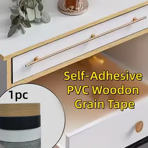1 Roll of 10m/393.7in Edges Banding, Self-Adhesive PVC Woodon Grain Tape, Self-Adhesive PVC Edges Banding Tape, Wood Grain Edges Tape for Cabinet and Furniture Maintenance