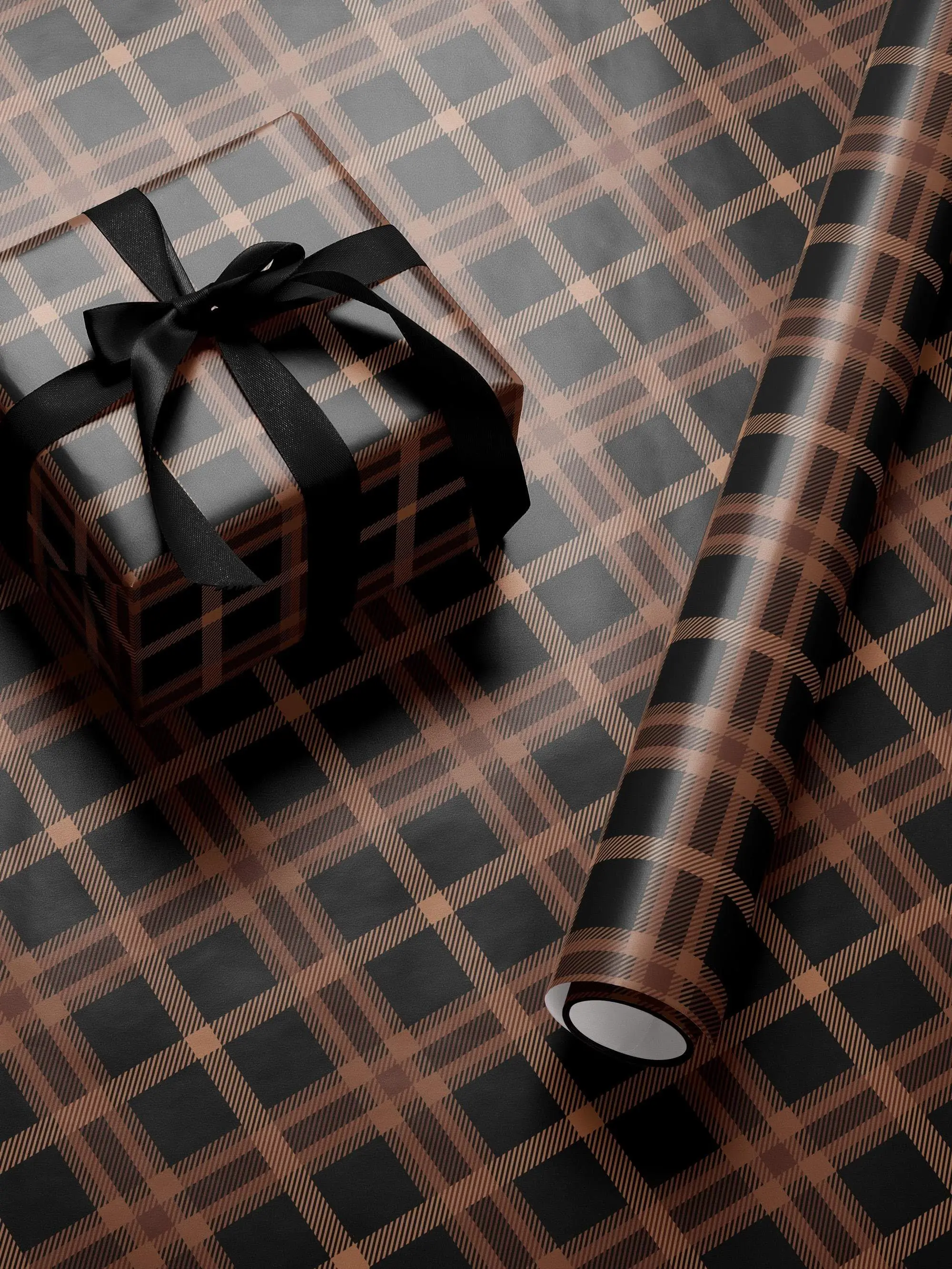 Elegant Plaid Wrapping Paper Holiday Gift Wrap Tartan Luxury Christmas Gifts Wrap Brown - Decorative Rolls for Presents and Celebrations