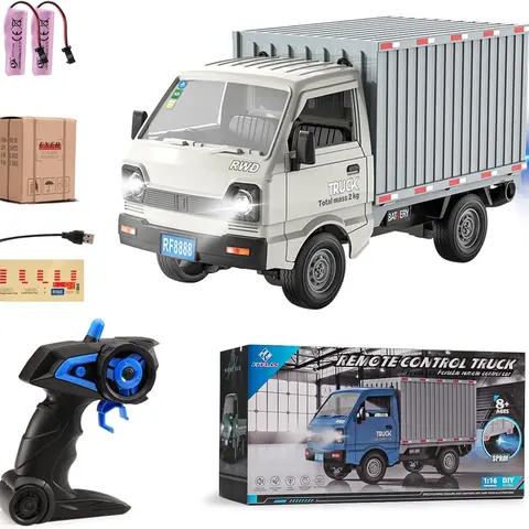Hobby Grade 1/16 Scale 2.4GHz Remote Control Drift Truck - 500mAh Rechargeable ABS Body, LED Lights, Antiskid High-Performance Climbing Tires, 2-3H Runtime, 28×15×13cm, Toys for Boys, Miniature Things, Unisex Skill-Enhancing Gift for 8+ Yrs