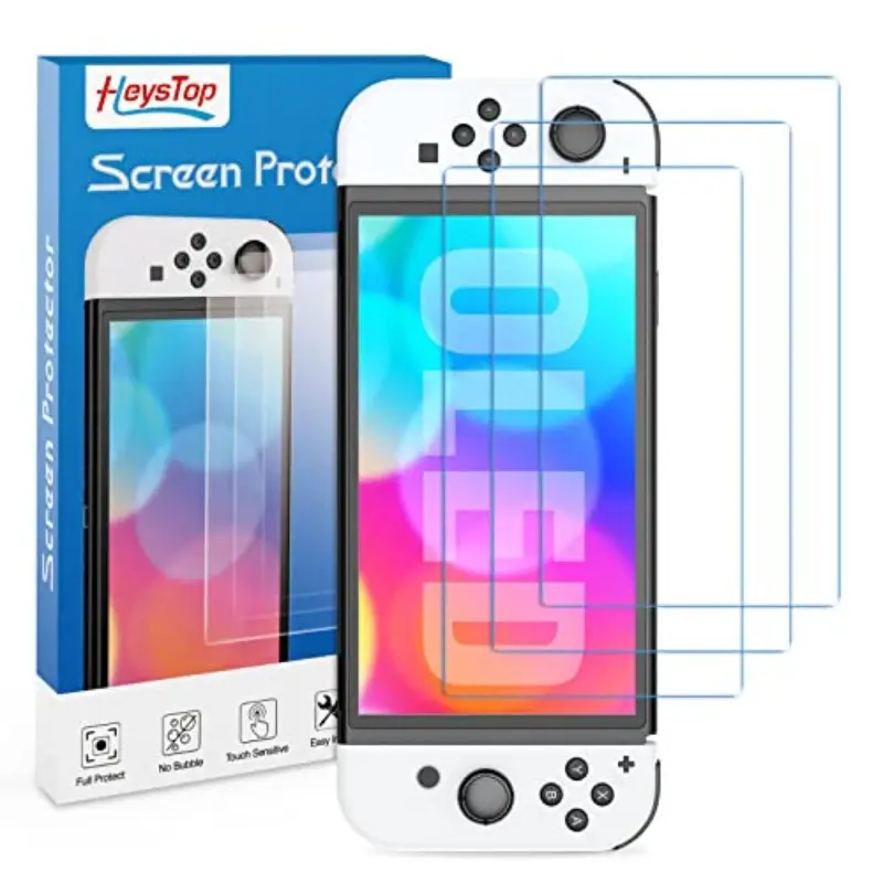 3-Piece Tempered Glass Screen Protector Compatible with Nintendo Switch Handheld, Transparent HD Clear Scratch-Resistant Durable Skin Suit Accessories
