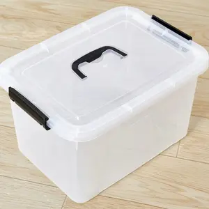 Stackable Plastic Storage Bins with Lids, 6 Pack - BPA-Free - See-Through Organizing Solution, Latches, Durable Nestable Containers, Secure Pull Handle - Clear
