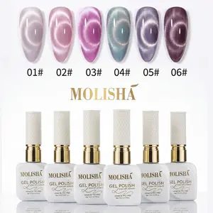 MOLISHA Starburst Plum Tone 6-Color Cat Eye Gel Nail Polish Set|Dark Berry Nebula Nails Gift Box with Shimmer Finish|Magnet Included|Salon ＆ Home DIY