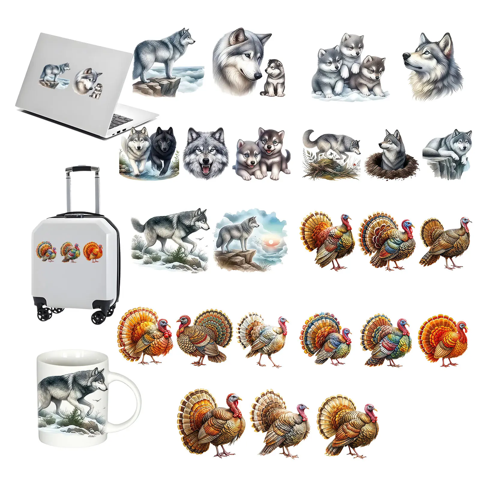 17pcs Christmas Thanksgiving Turkey UV DTF Cup Wraps - Waterproof Decorative Stickers for Glass Cups, Furniture (UV DTF Furniture Stickers), DIY Crafts, Water Bottles, Laptops, Wood Cars, Furniture Stickers Uv Dtf, Stickers Decorative Furniture