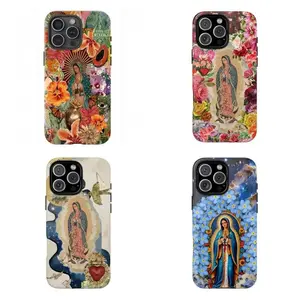 Virgin Mary Floral Phone Case, Flowers & Lady Guadalupe Pattern Catholic Christian Virgin Mary,for iPhone17 16 15 14 13 12Pro Max,for Samsung S25 S24Ultra,Protective Cover