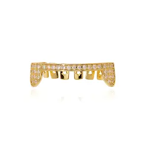 2 pcs/set Single Row Full Synthetic Zirconia Sharp Teeth Grill Hip Hop Dental Jewelry for Men Women Instant Smile Enhancer Suitable for Daily Wear Parties Christmas Valentines Birthday Gifts