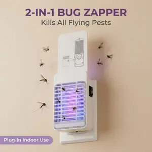 SAIJZEK 2-in-1 Indoor Bug Trap & Mosquito Zapper, Plug-and-Play Anti Mosquito Multi-Insect Killer with 5 Glue Cards, Silent UV Light Trap, Family & Pet Safe Fly Control Multi-Insect Device for Home Use