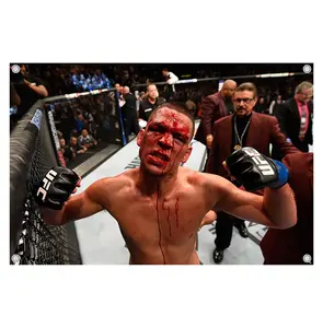 The Gangster Nate Diaz Graphic Flag UFC Inspired Fight Night Wall Flag Combat Sports Banner for Bedroom Octagon Gym Decor Gift for UFC Fans MMA Fans