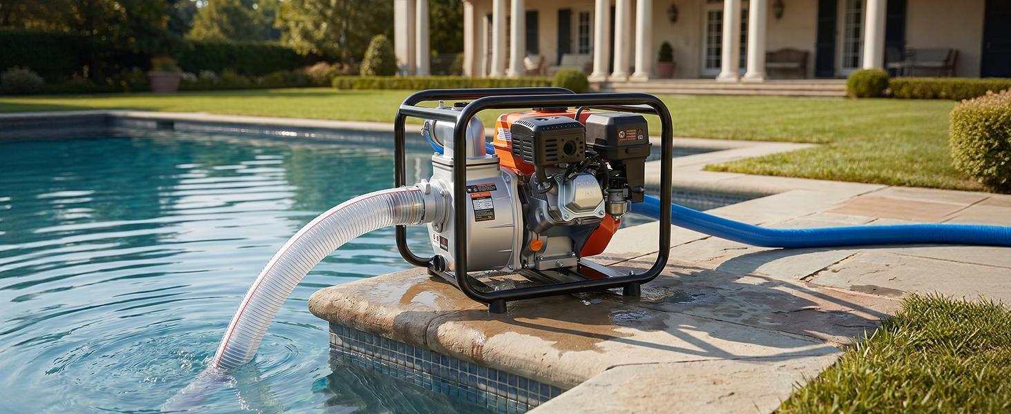 【BackToSchool】VEVOR 7HP Gas-Powered High Capacity Pond Pump, 3 in Semi Trash Water Transfer Pump, 242 GPM Portable Gasoline Engine, 25 ft Discharge Hose, Heavy Duty Frame Stand, Cast Iron Impeller, Aluminum Alloy Body, for Outdoor Farm Irrigation, Floodwa 【BackToSchool】VEVOR 7HP Gas-Powered High Capacity Pond Pump, 3 in Semi Trash Water Transfer Pump, 242 GPM Portable Gasoline Engine, 25 ft Discharge Hose, Heavy Duty Frame Stand, Cast Iron Impeller, Aluminum Alloy Body, for Outdoor Farm Irrigation, Floodwa