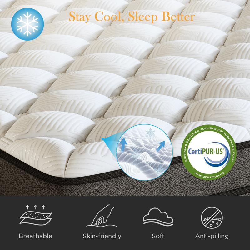 LayRoad 12/14 Inch Twin Full Queen King , Hybrid Memory Foam Mattress in a Box | Pocket Spring + Zoned Support | Soft and Comfortable, Pressure Relief, Medium Firmness, CertiPUR-US Certified(mattresses | queen size mattress | full size mattress)