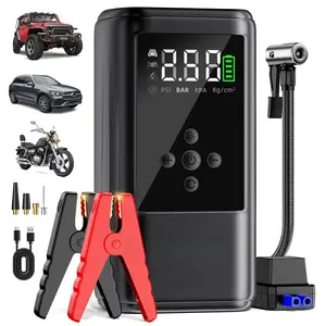12V Jump Starter with Air Compressor  Portable Car Battery Jump Starter with 160PSI Tire Inflator, Air Compressor, LED Light, Large Portable Power Bank for Phone Charging, for Motorcycle, Car, SUV and  Diesel Engines