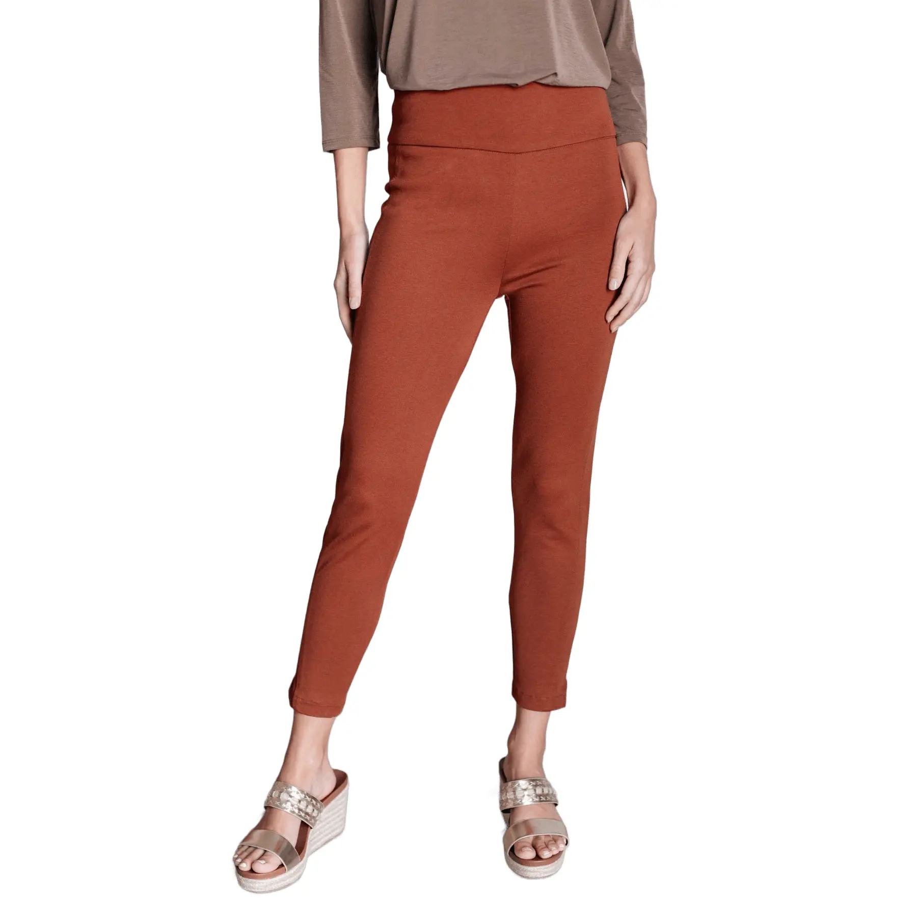 Magic Ankle Crop Skinny Pants in Rust