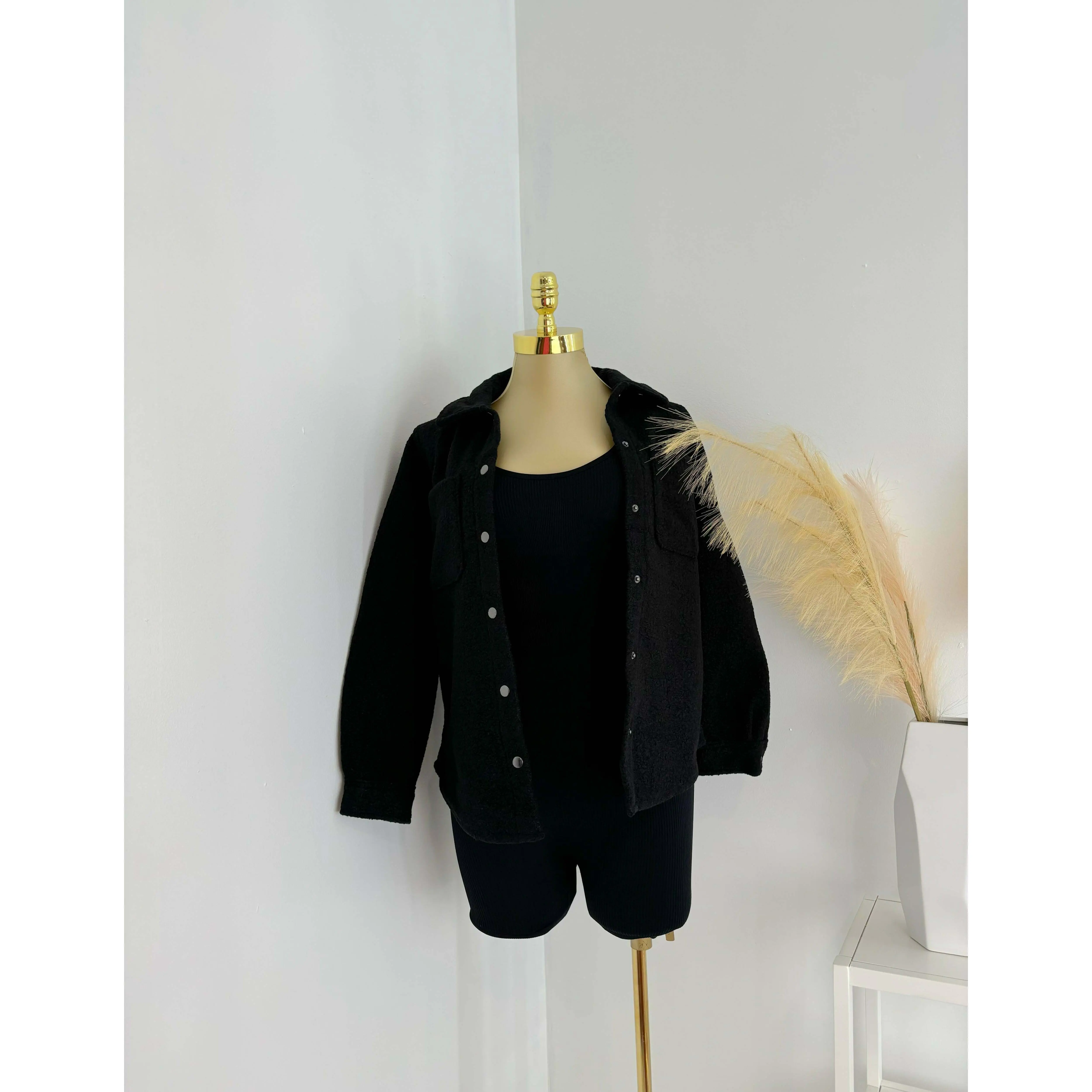 Valentina Wool Shacket In The Color Black Valentina Wool Shacket In The Color Black