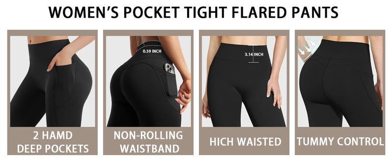OYV Women Workout Flare High Waist Butt Lifting Casual Soft Leg Flared Bottoms with Pockets OYV Women Workout Flare High Waist Butt Lifting Casual Soft Leg Flared Bottoms with Pockets