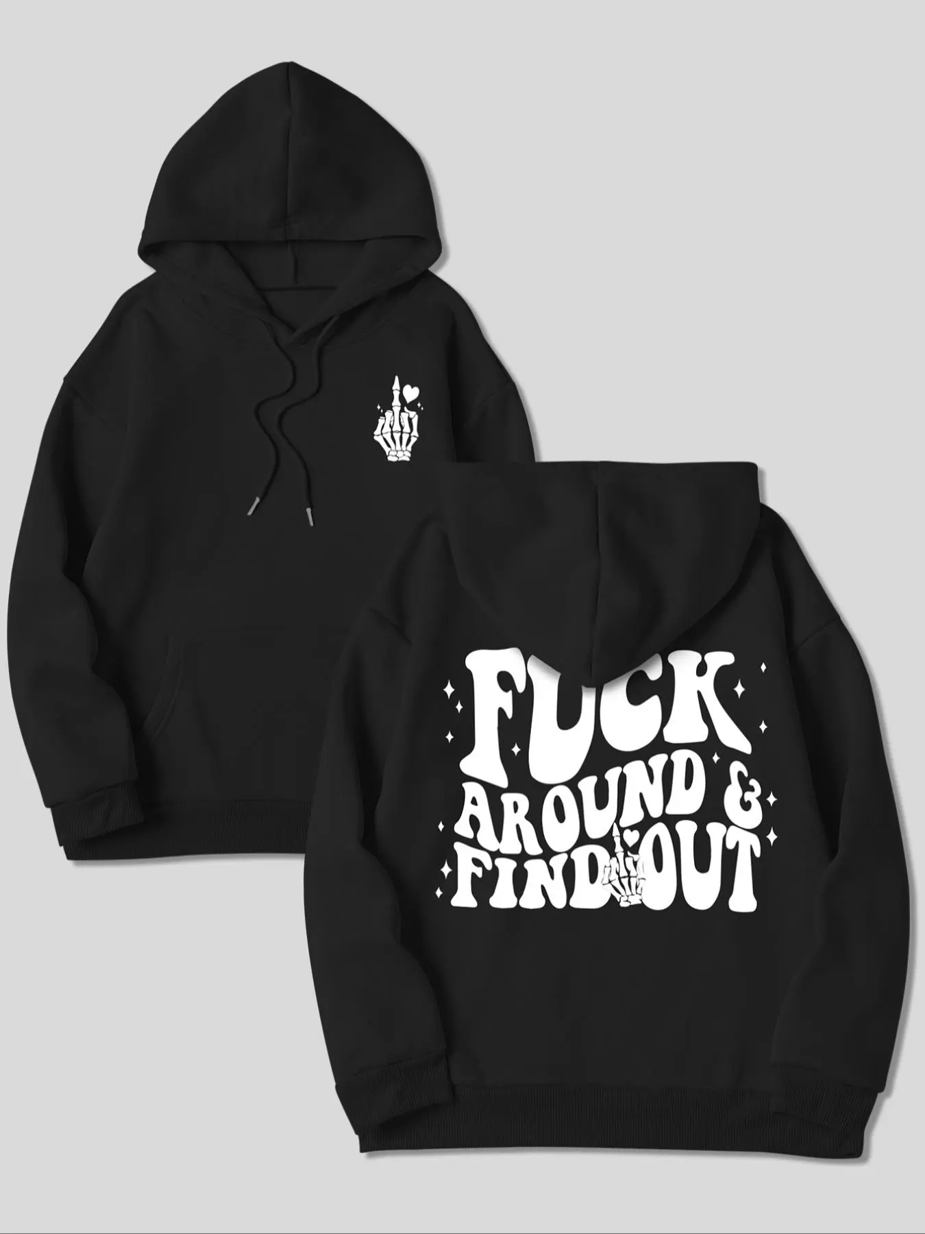 Women's Letter Print Drop Shoulder Gothic Printed Hoodie, Fashion Casual Drawstring Pocket Hooded Sweatshirt for Daily Holiday Outdoor Wear, Women Clothing for Fall & Winter, Gothic Style Hoodie, Drawstring Pocket Hoodies, Graphic Hoodie