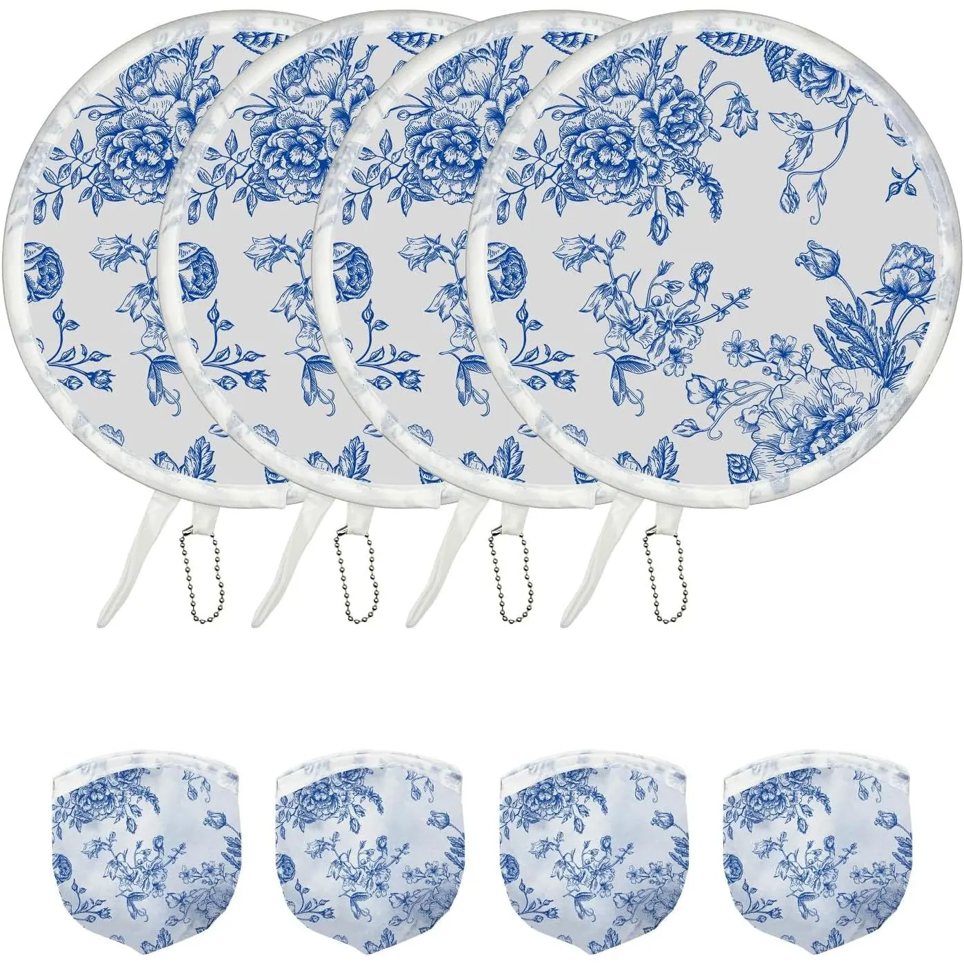 Round Foldable Hand Fan Japanese Foldable Fan Style Handheld Compact Cooling Fans,Round Folding Fan for Outdoor Games,Xmas Decoration,Festival,Party Favors,Travel,Events (Blue flowers)