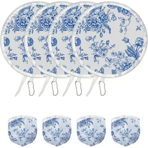 Round Foldable Hand Fan Japanese Foldable Fan Style Handheld Compact Cooling Fans,Round Folding Fan for Outdoor Games,Xmas Decoration,Festival,Party Favors,Travel,Events (Blue flowers)