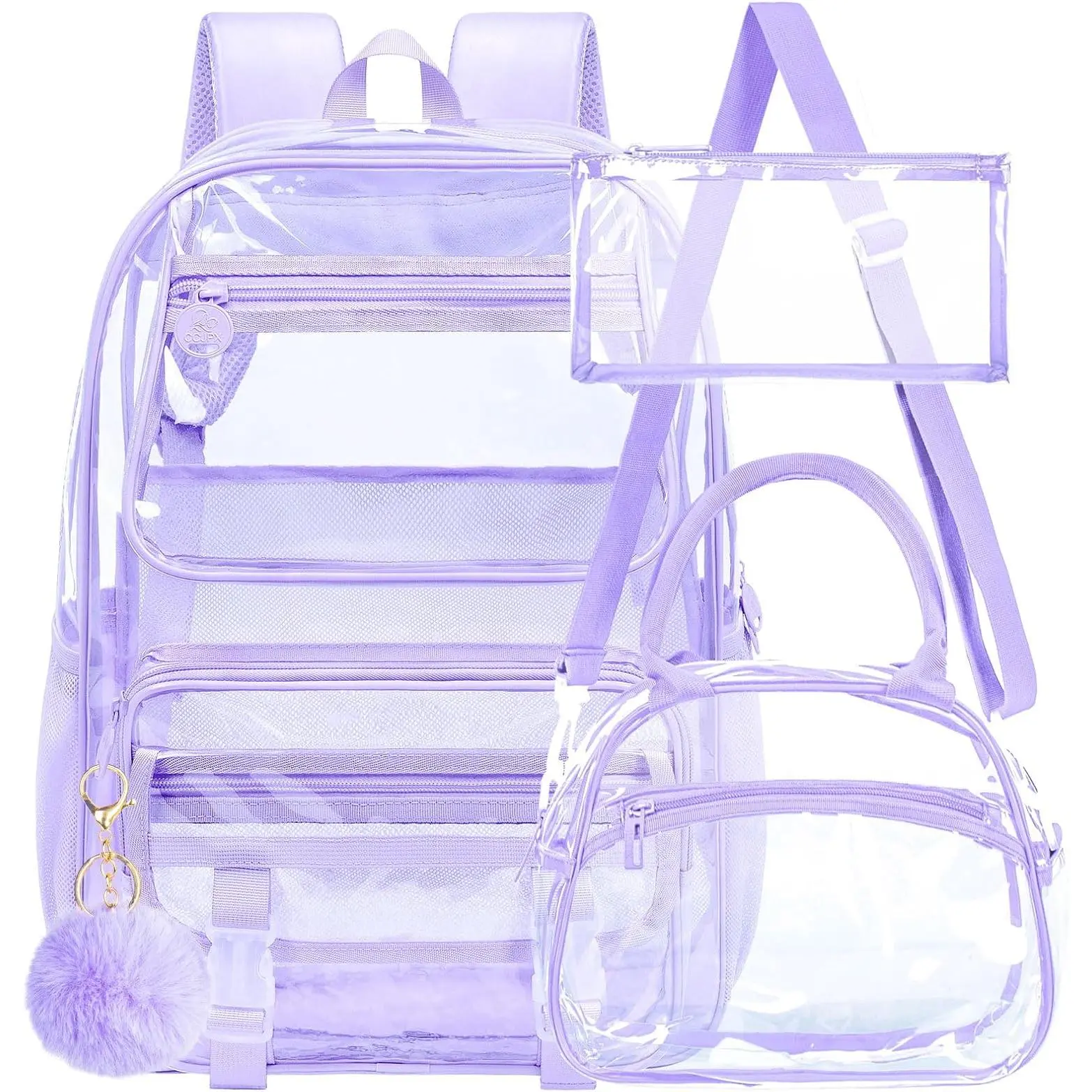 Purple Clear Backpack Set