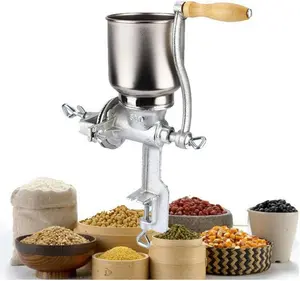 Hand Crank Grain Mill, Hand Cranking Operation Grain Grinder Table Clamp Manual Corn Grain Grinder Cast Iron Mill Grinder for Grinding Nut Spice Wheat Coffee Home Kitchen Commercial Use,Silver