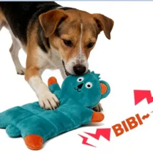 Cute Sound-Making Plush Pet Doll, Furry Animals Bear Squirrel Fox Koala Raccoon, Includes Bibi Sound Chip, Chew-Resistant, for Dogs & Cats