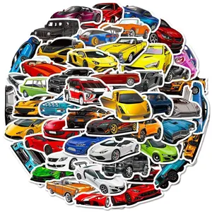 50pcs Sport Car Stickers Pack – Waterproof Vinyl Racing Decals for Laptops, Bottles, Bikes, Notebooks, and Car Accessories