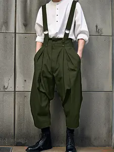 INCERUN Men's Casual Simple Plain Sleeveless Belted Pants, Comfortable and Stylish, Perfect for Daily Wear