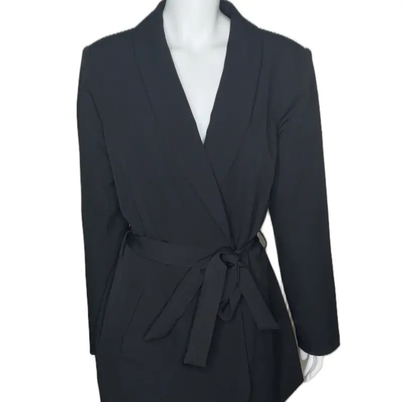 INC Black Business Blazer - Long with Waist Strap