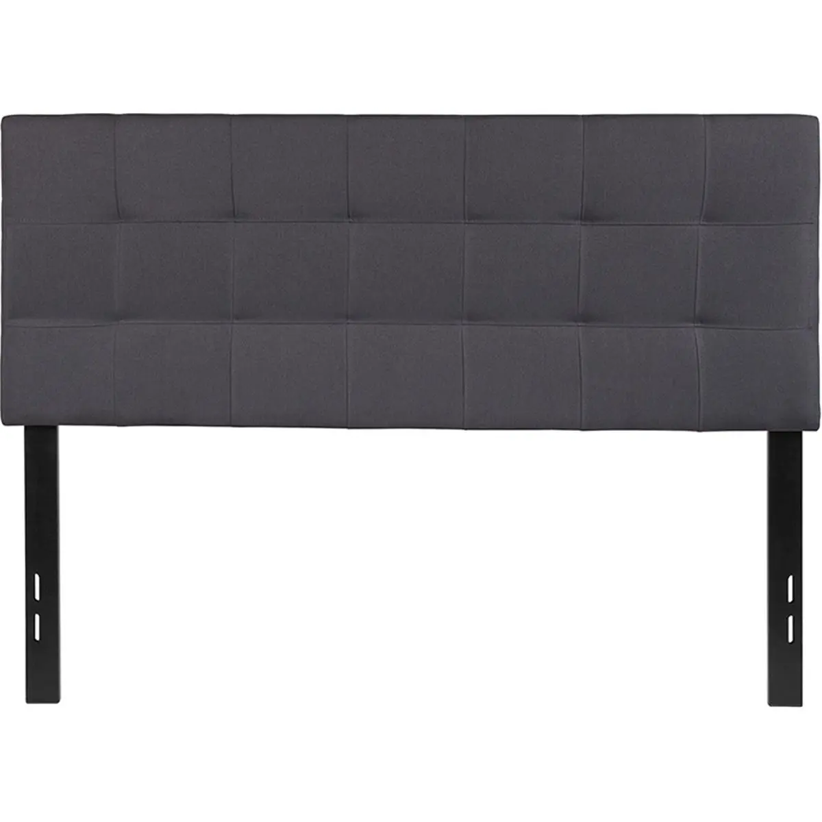 212 MAIN Bedford Slight Tufted Upholstered Full-Size Headboard with Box Stitching, Dark Gray Fabric, Indoor Use, Slight Tufted Design