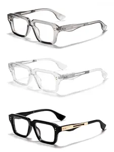 Elegant Metal Frame Glasses with Packaging, Classic PC Lens, Lightweight Plastic Legs, Unisex Travel Beach Festival Party Wear