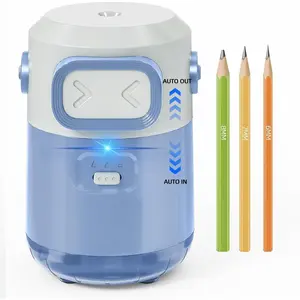 Electric Pencil Sharpener for  Classroom,Automatic Pencil Sharpener with Auto Stop & Eject,Cordless  Operated,Colored Pencil Sharpener 6-8mm,3 Modes,Portable Desk for Students (Blue)