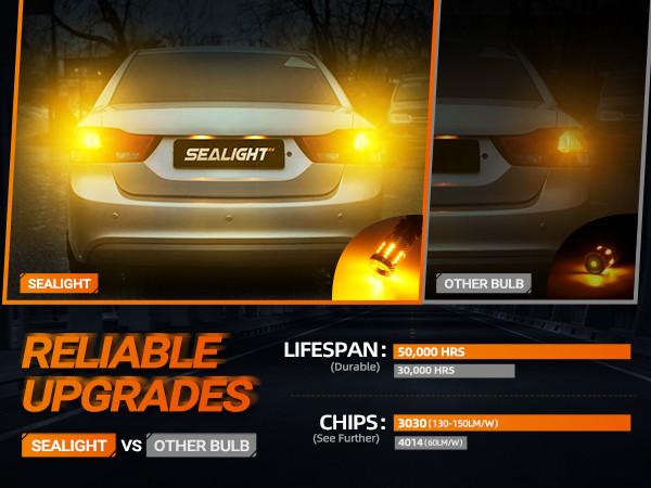 2012 Toyota Highlander 7443/7440/T20/W21W LED Turn Signal Light Brake Tail Light Bulbs Yellow SEALIGHT