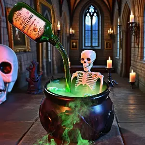 Outdoor Halloween decorations, large witch cauldron, witch cauldron for yard decoration, indoor Halloween decorations, with magic levitation potion, indoor witchcraft supplies, magical decorations for outdoor family porches
