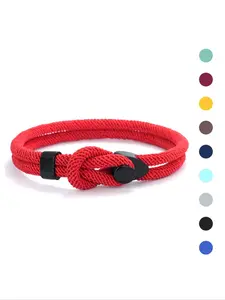 Men's Minimalist Durable Paracord Wristband, Fashionable Knot Design Bracelet for Men, Trendy All-match & Exquisite Jewelry for Birthday Gift, Jewelry Gifts